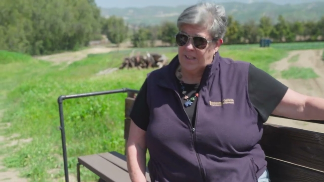 Glenda Humiston, vicepresidenta de la División de Agricultura y Recursos naturales de la Universidad de California (UC ANR), durant la filmación de 'Fresh Glass'.