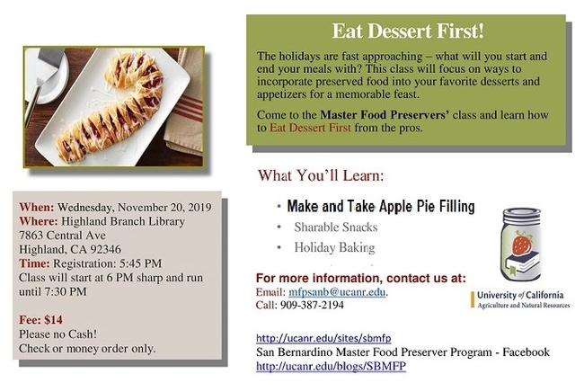 Nov 20 Eat dessert First class