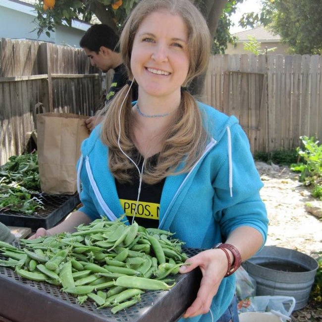 Master Gardener Gretchen Heimlich harvesting vegetables