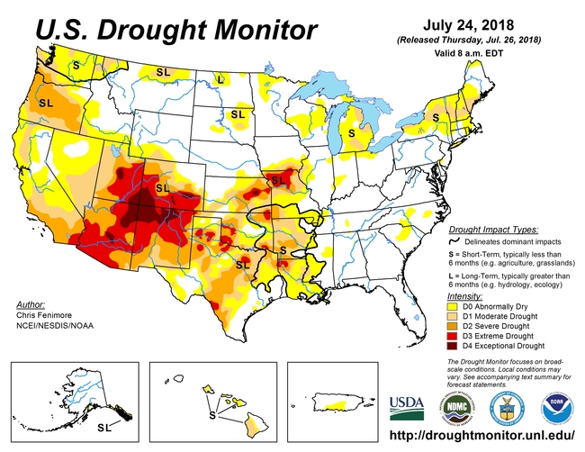 August 1 2018 US Drought Monitor Map