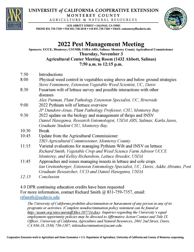 22Pest Management Meeting November 3 Page 1