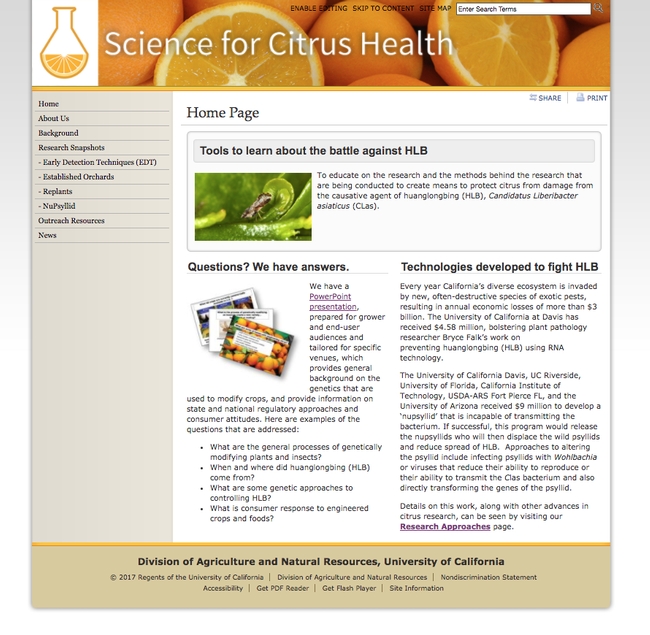 Citrus outreach website