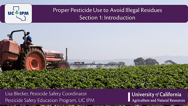 Title screen for Proper Pesticide Use online course
