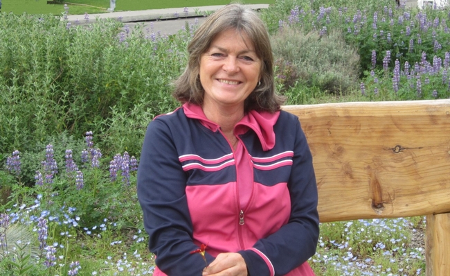 Rhonda Allen in Pollinator Garden