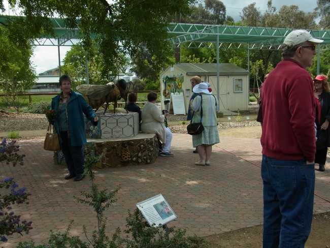 Group of visitors attending the lunch viewing the garden