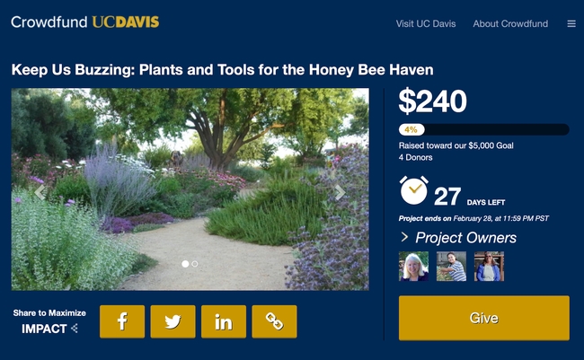UC Davis Crowdfund Haven screenshot