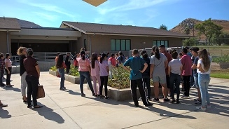 Loma Vista garden club students listening to instructions