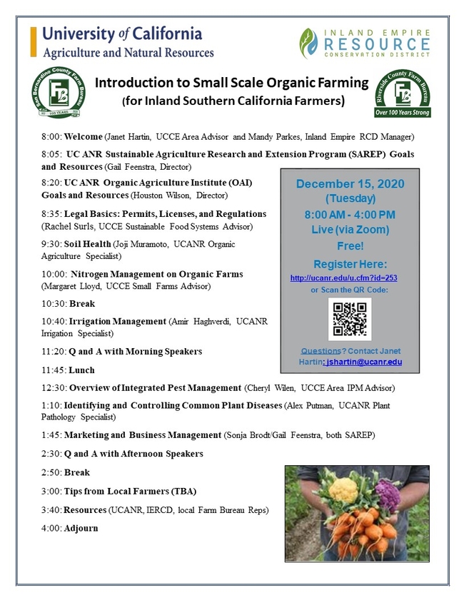 Introduction to Small Scale Organic Farming Dec. 15 2020