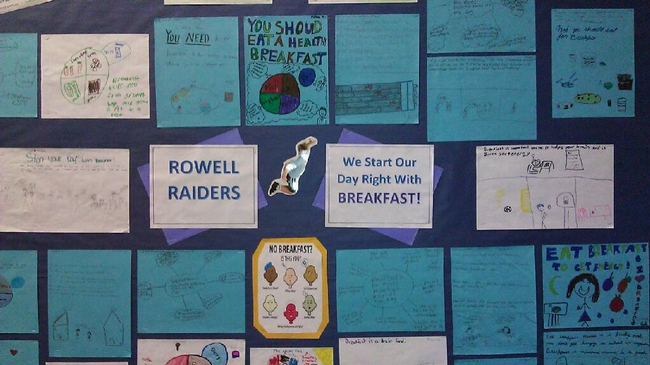 Students' work featured in Rowell Elementary's nutrition corner