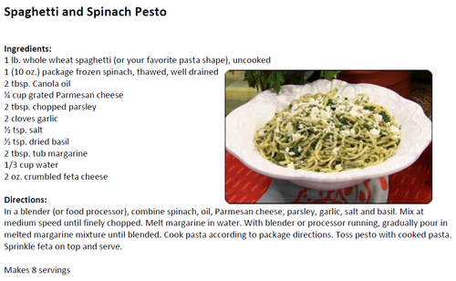 Spaghetti and SpinachPesto