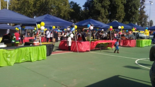 Some of the booths and games at the event.