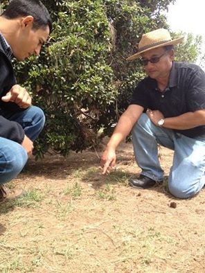 Dr. Shrestha in the field with student.