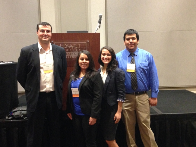 2016 CWSS student paper winners (from left to right): Ryan Cox, Elizabeth Mosqueda, Sarah Parry, and Jorge Angeles