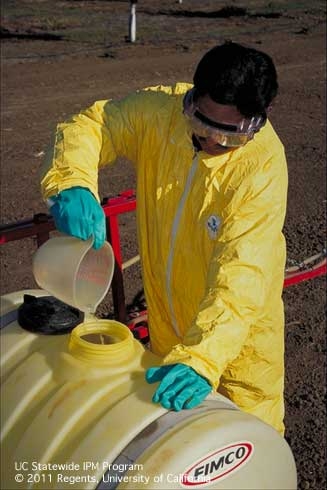 When handling pesticides, always use the personal protective equipment required by the law.