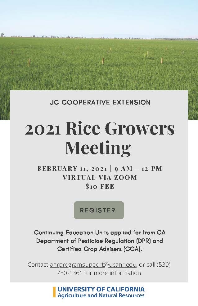 2021 Rice Growers Meeting UPDATED Announcement