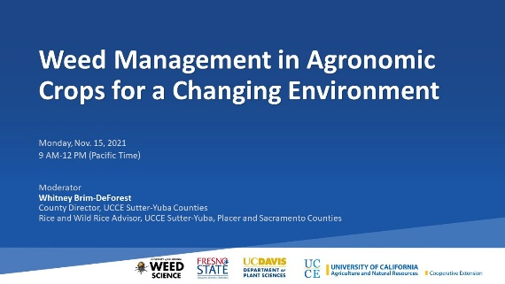 Weed Management in Agronomic Crops for a Changing Environent cover slide