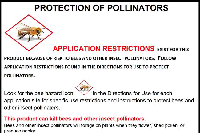 Figure 2. Part of a new graphic the EPA will require on most neonicotinoid insecticide product labels that have directions for outdoor use.