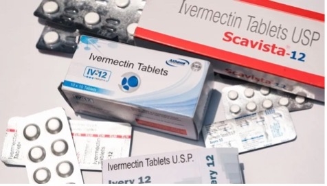 Boxes and packets of ivermectin tablets.