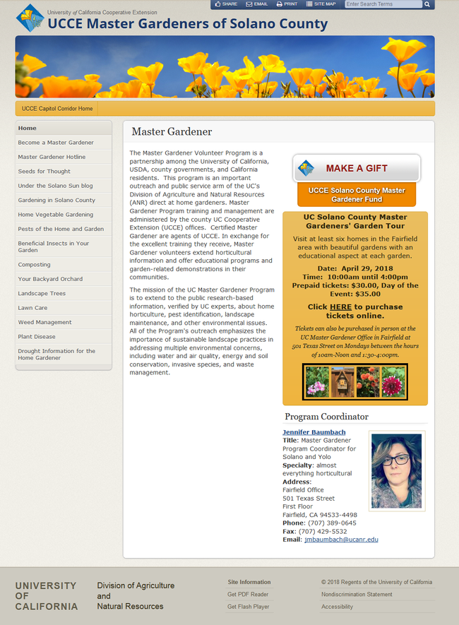 Screenshot of the UCCE MG website. (photo by Kathy Low)