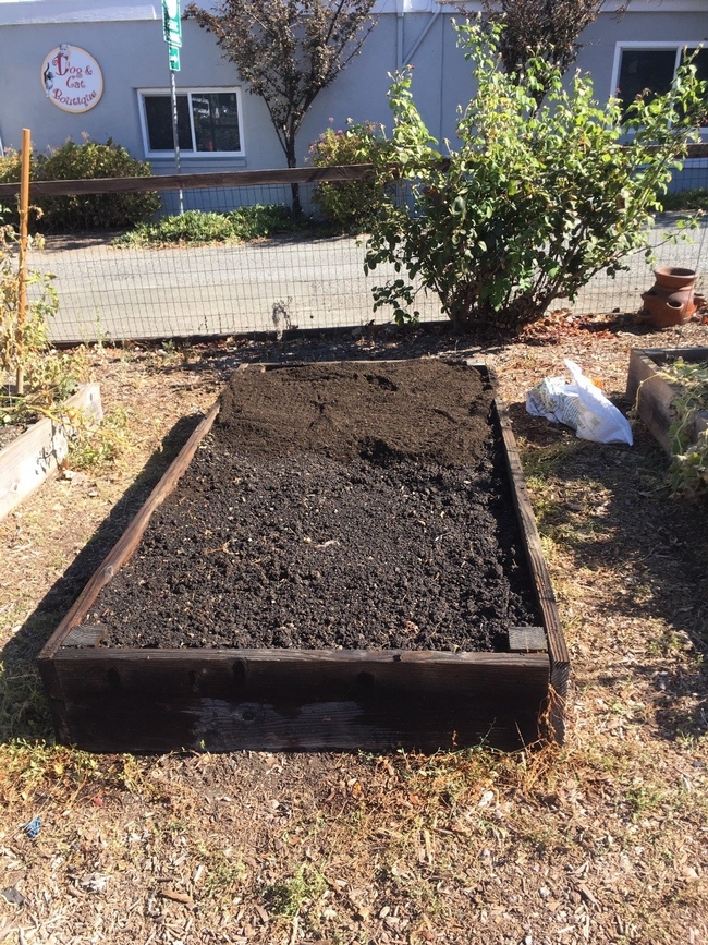 veg bed with soil adding