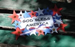 A patriotic craft made at summer camp.