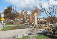 A burned out neighborhood.
