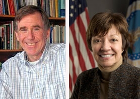 UC ANR's Dan Sumner, left, and CDFA's Karen Ross.