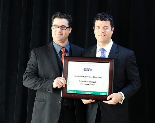 Giacomazzi, right, receives EPA award from Jarod Blumenfeld, administrator of EPA Region 9.