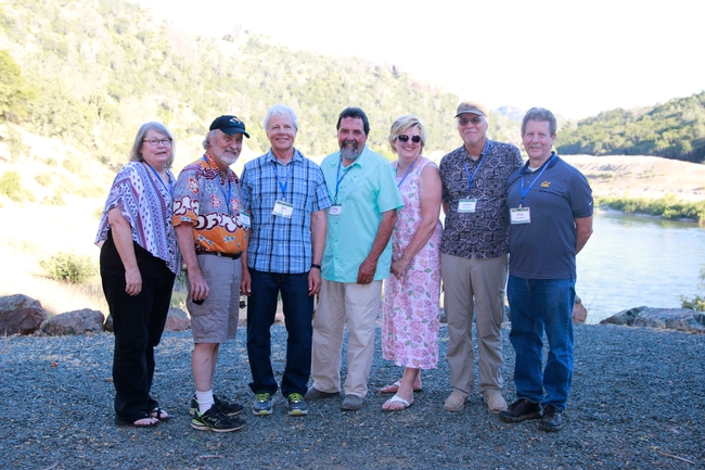 From left, Joni Rippee, McCreary, Bill Tietje, Greg Giusti, Sherry Cooper, James Bartolome and Rick Standiford at Sierra Foothill Research and Extension Center in May 2017. Photo courtesy of Rick Standiford.