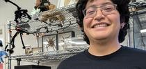 UC Davis student Jakob Lopez, a Bohart Museum employee, wearing the glow-in-the-dark trapdoor spider T-shirt. The cost is $22 plus tax for adult sizes and $18 plus tax for youth. Proceeds support the museum. for Bug Squad Blog