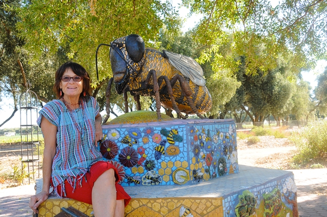 Artist-scientist Donna Billick with her sculpture of 