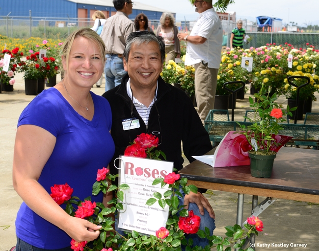 Dave Fujino, executive director of the California Center for Urban Horticulture with Missy Gable, newly selected statewide director of the UC Master Gardener Program. (Photo by Kathy Keatley Garvey)