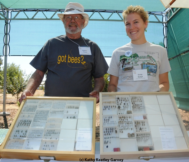 Robbin Thorp at a UC Davis function with Emily Bzdyk,  who received her master's degree in entomology from UC Davis and is a graduate of The Bee Course. (Photo by Kathy Keatley Garvey)