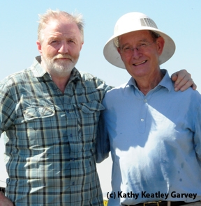 Zoologist/documentary host George McGavin (left) and emeritus entomology professor Norm Gary. (Photo by Kathy Keatley Garvey)