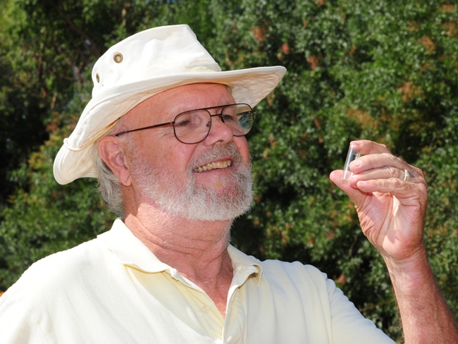 Native pollinator specialist Robbin Thorp, distinguished emeritus professor of entomology at UC Davis. (Photo by Kathy Keatley Garvey)