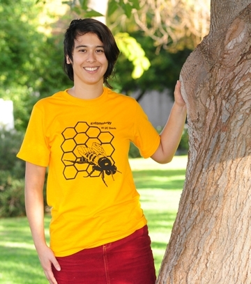 Rei Scampavia is a native bee ecologist studying for her doctorate in entomology at UC Davis. (Photo by Kathy Keatley Garvey)