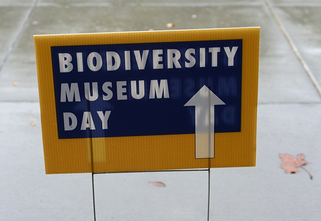 The sign says it all. The fifth annual UC Davis Biodiversity Museum Day is set Saturday, Feb. 13. (Photo by Kathy Keatley Garvey)