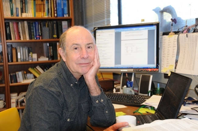 Distinguished professor Bruce Hammock in his office at Briggs Hall, UC Davis Department of Entomology and Nematology. (Photo by Kathy Keatley Garvey)