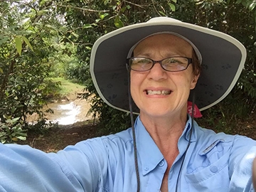 Entomologist Fran Keller in Belize. Keller, an associate of the Bohart Museum of Entomology, is now an assistant professor at Folsom Lake College. She received her doctorate in entomology from UC Davis.