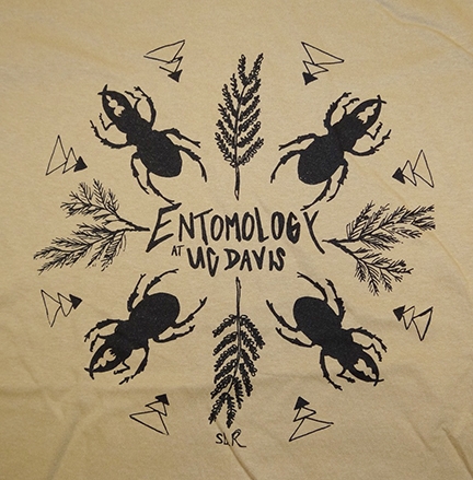 Stag beetles grace the winning t-shirt in the UC Davis Entomology Graduate Students' Association contest. It is  the work of Stacey Rice.