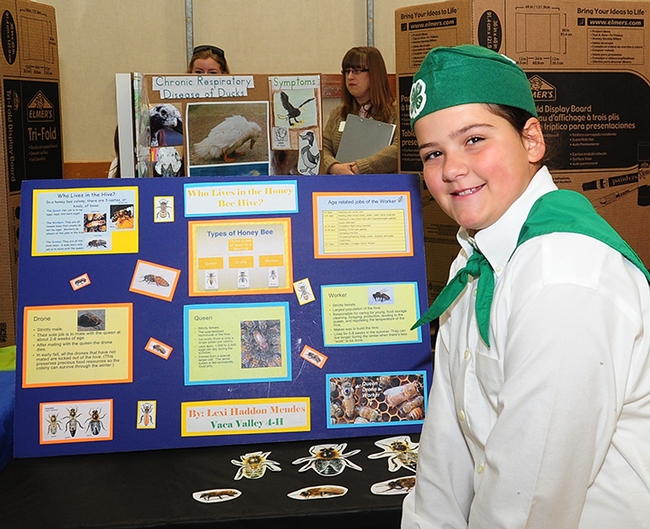 Lexi Haddon Mendes, next to her display board. (Photo by Kathy Keatley Garvey)