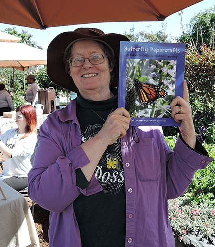 Sal Levinson with her book, Butterfly Papercrafts. She was one of the key speakers. (Photo by Kathy Keatley Garvey)