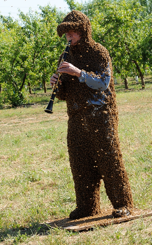 Norm Gary: Buzzin' with His Bee-Flat Clarinet. (Photo by Kathy Keatley Garvey)