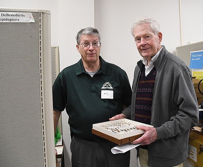 Kelly Richers (left) and Jerry Powell are key members of the Northern California Lepidopterists. (Photo by Kathy Keatley Garvey)