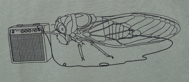 You know how loud cicadas are? Well, doctoral student/nematologist Corwin Parker drew this prize-winning sketch for a EGSA t-shirt: a cicada plugged into an amp.