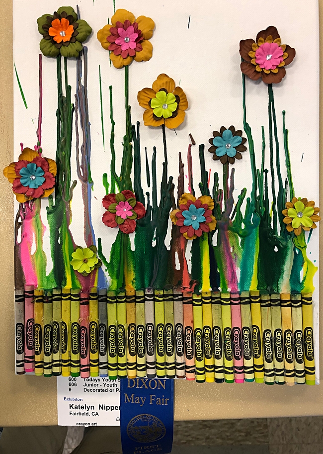 Just add pollinators! Katelyn Nipper of Fairfield created this innovative illustration of brightly color flowers and crayons.