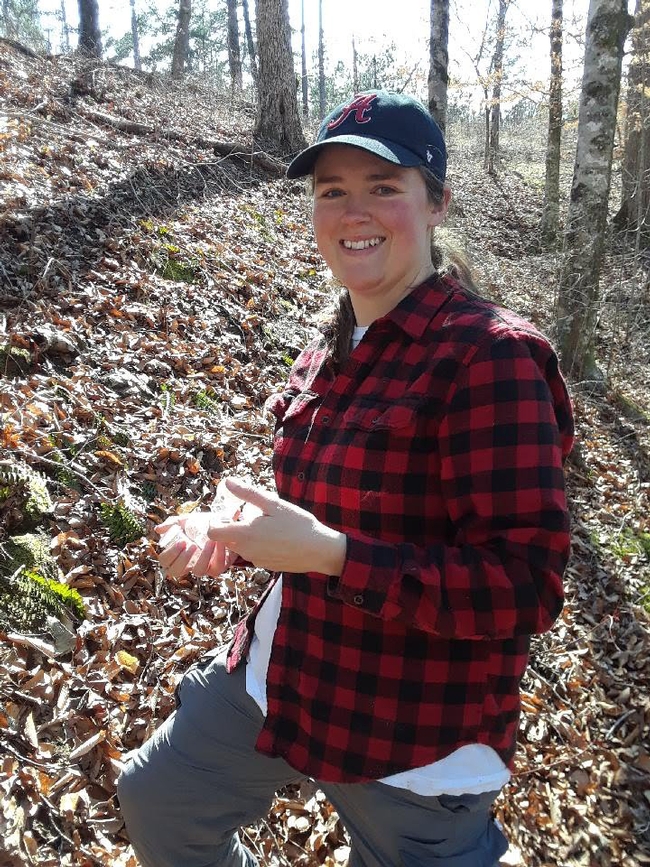 Lacie Newton working in the field. She won second-place in the oral competition at the recent meeting of the American Arachnological Society.