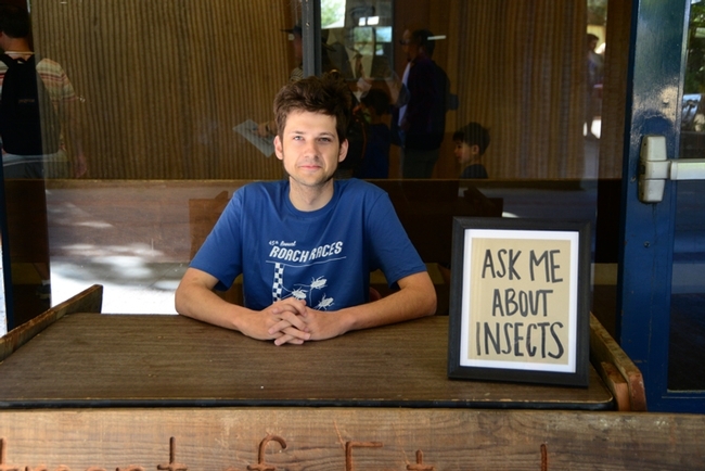 Zachary Griebenow, shown here at UC Davis Picnic Day, will present his research on ants at the Bohart Museum of Entomology open house. (Photo by Kathy Keatley Garvey)
