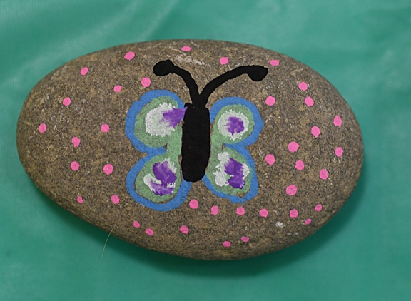 An exquisite butterfly rock at the Bohart Museum of Entomology. (Photo by Kathy Keatley Garvey)