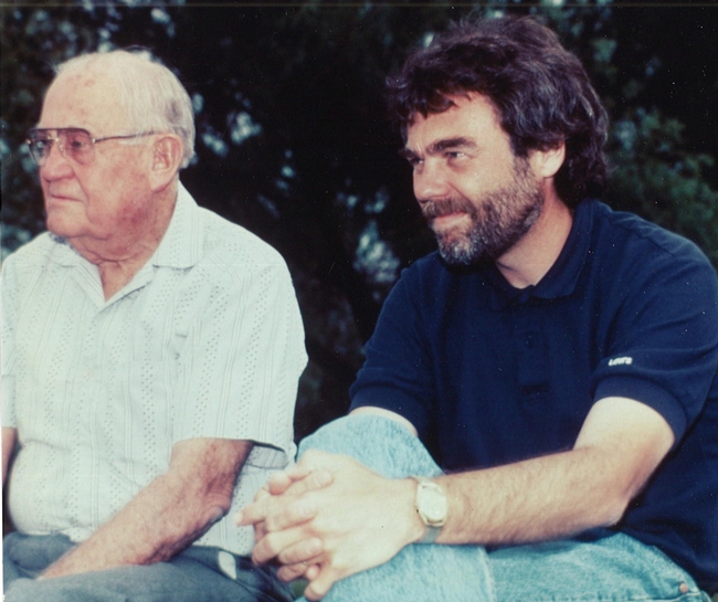 Harry H. Laidlaw Jr., (left) father of honey bee genetics, with graduate student and later colleague Robert E. Page Jr.
